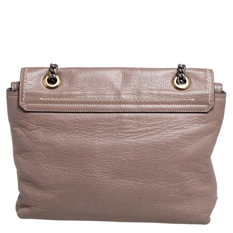 Pre Owned Lanvin Beige Leather Happy Flap Shoulder Bag