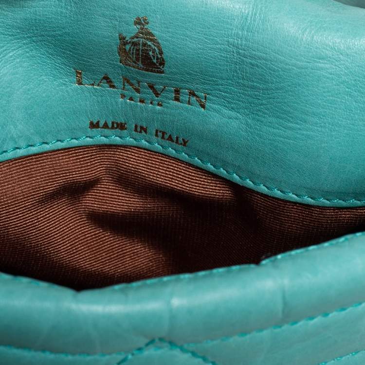 Pre Owned Lanvin Mint Green Quilted Leather Mini Happy Pop Crossbody Bag