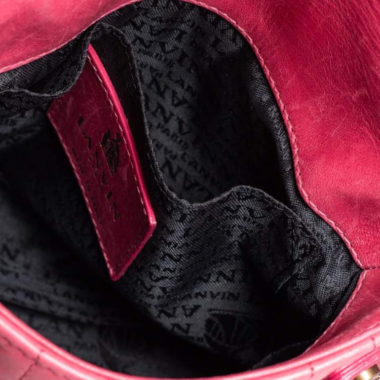 Pre Owned Lanvin Pink Quilted Leather Mini Happy Pop Crossbody Bag