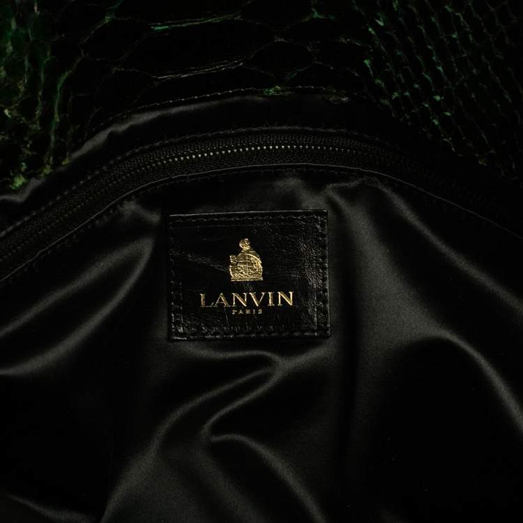 Pre Owned Lanvin Black/Green Python Shoulder Bag