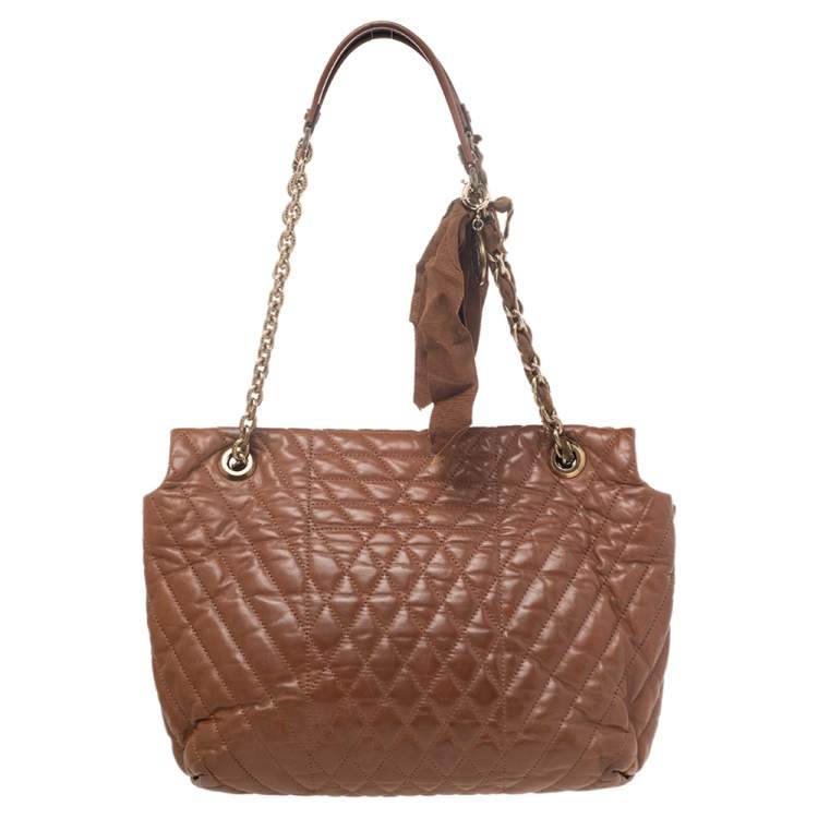 مملوكة مسبقًا Lanvin Brown Quilted Leather Happy Shoulder Bag