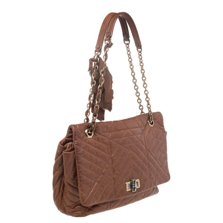 مملوكة مسبقًا Lanvin Brown Quilted Leather Happy Shoulder Bag