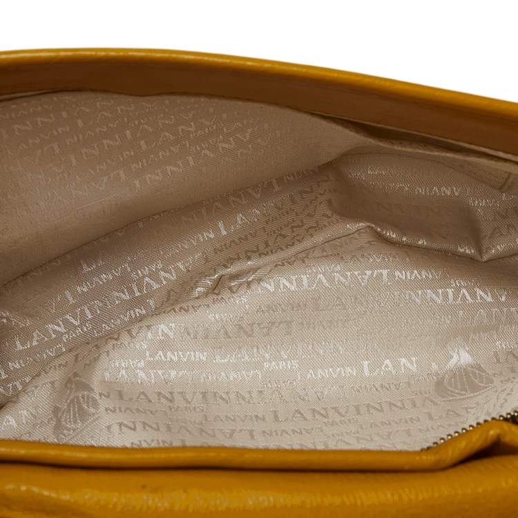 مملوكة مسبقًا Lanvin Yellow Crinkled Leather Happy Flap Shoulder Bag