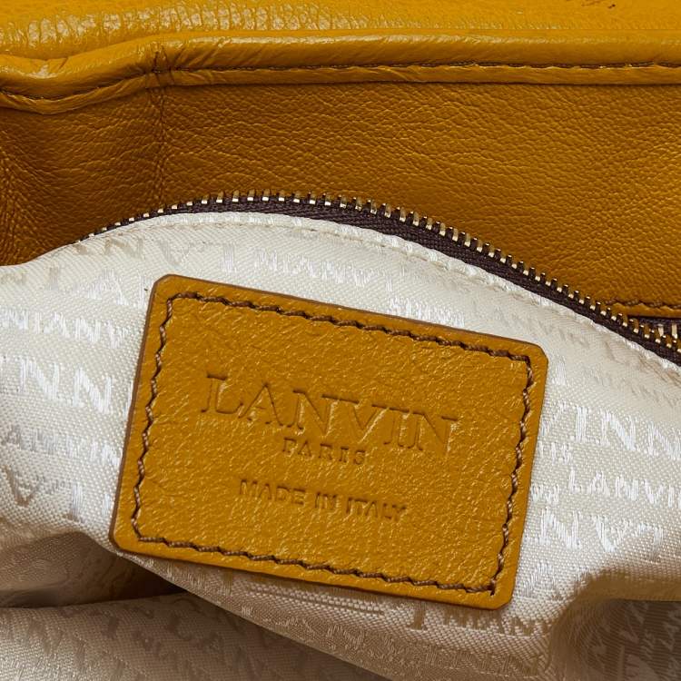 مملوكة مسبقًا Lanvin Yellow Crinkled Leather Happy Flap Shoulder Bag