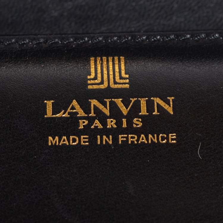مملوكة مسبقًا Lanvin Black Croc Embossed Leather Chain Clutch
