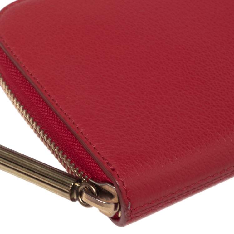 Pre Owned Lanvin Red Leather Zip Around Wallet