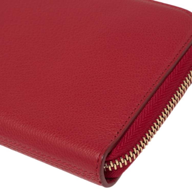 Pre Owned Lanvin Red Leather Zip Around Wallet