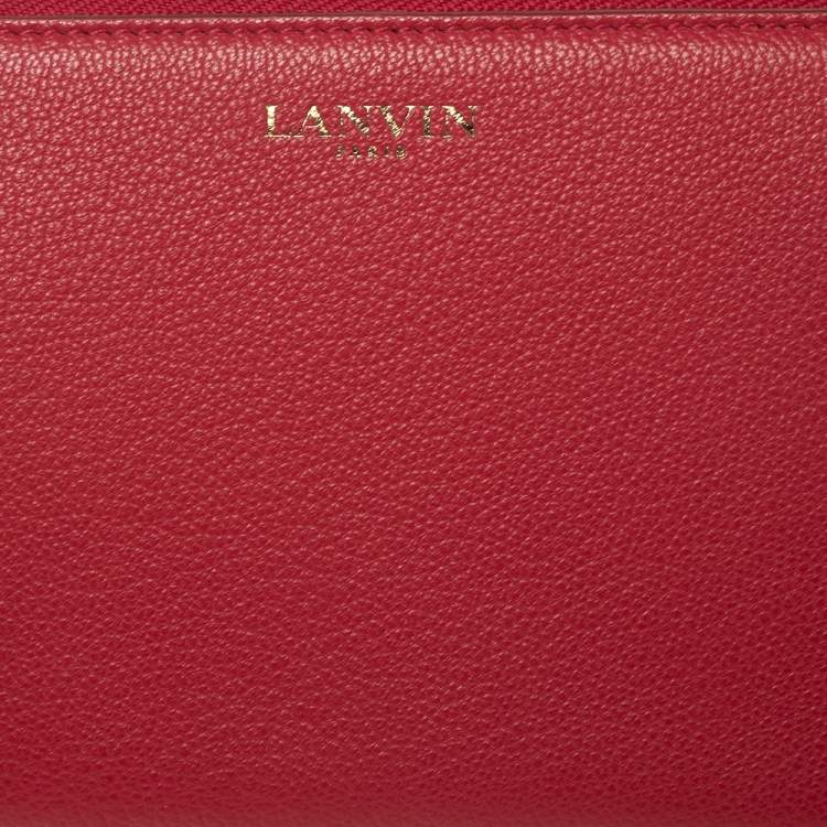 Pre Owned Lanvin Red Leather Zip Around Wallet