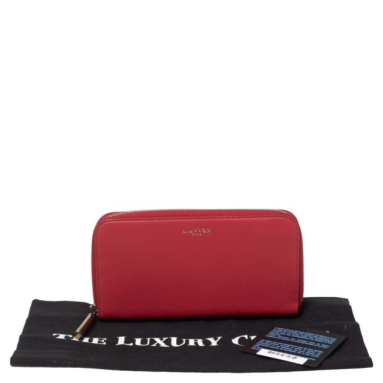 Pre Owned Lanvin Red Leather Zip Around Wallet