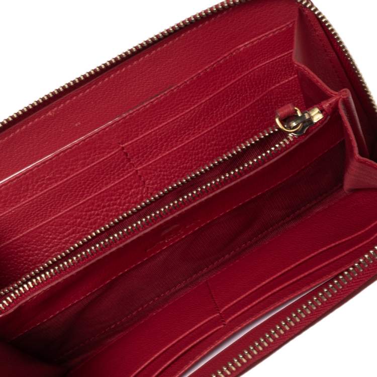 Pre Owned Lanvin Red Leather Zip Around Wallet