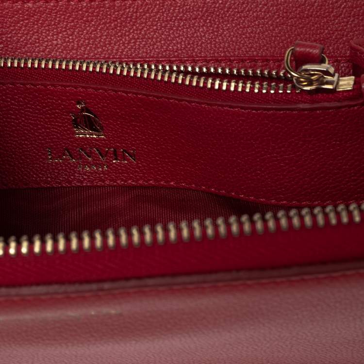 Pre Owned Lanvin Red Leather Zip Around Wallet