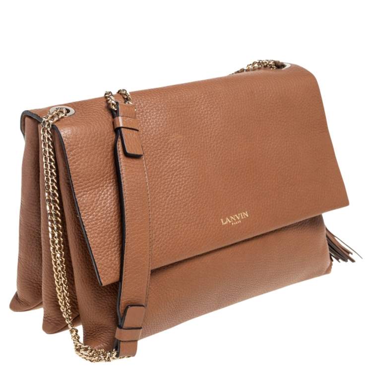 Pre Owned Lanvin Brown Leather Sugar Tassel Flap Shoulder Bag