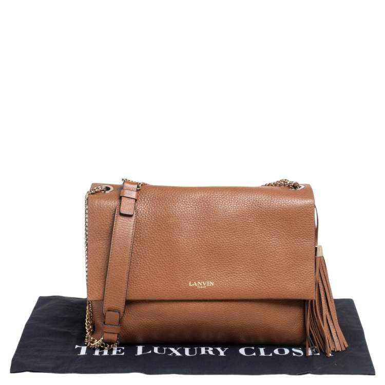 Pre Owned Lanvin Brown Leather Sugar Tassel Flap Shoulder Bag