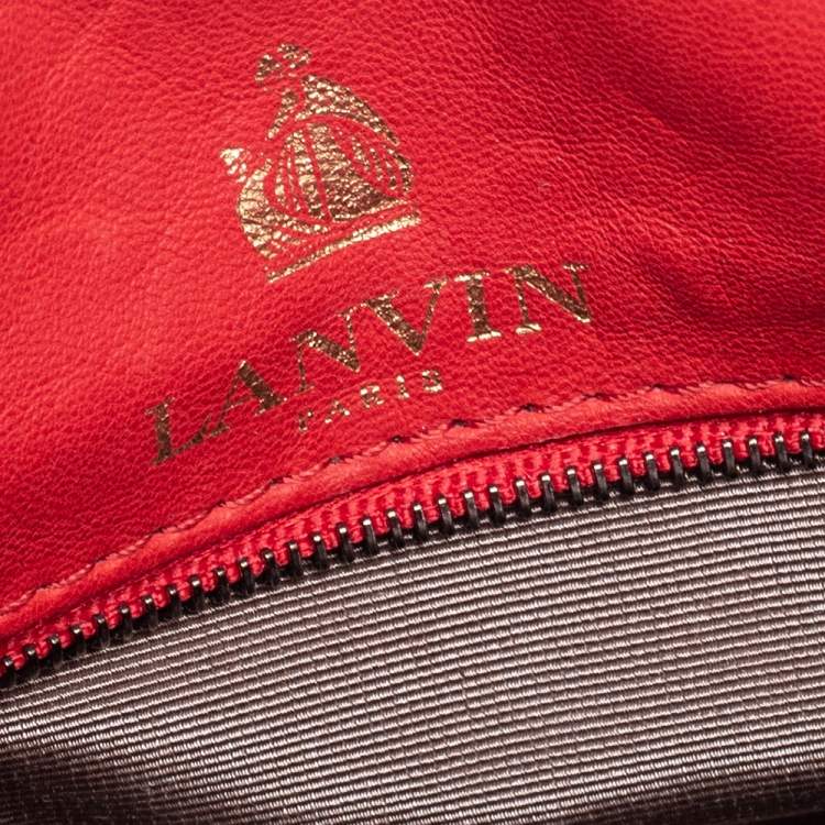 Pre Owned Lanvin Orange Quilted Leather Medium Happy Shoulder Bag