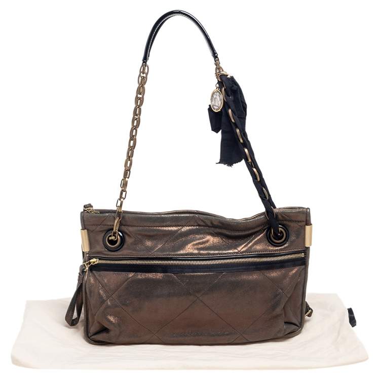 Pre Owned Lanvin Gold Quilted Leather Amalia Shoulder Bag