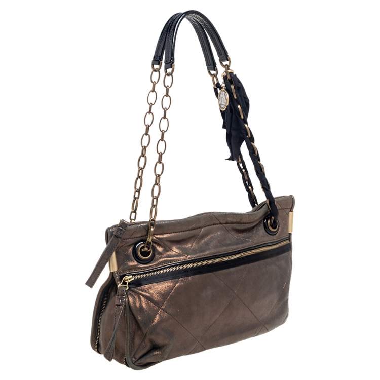 Pre Owned Lanvin Gold Quilted Leather Amalia Shoulder Bag