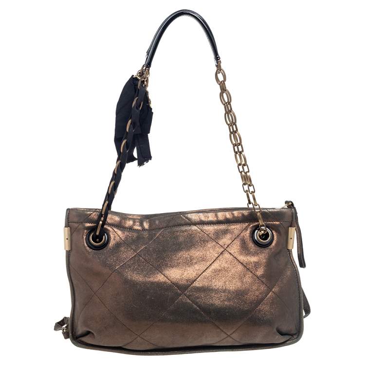 Pre Owned Lanvin Gold Quilted Leather Amalia Shoulder Bag