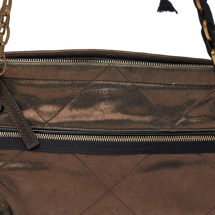 Pre Owned Lanvin Bronze Quilted Leather Amalia Shoulder Bag