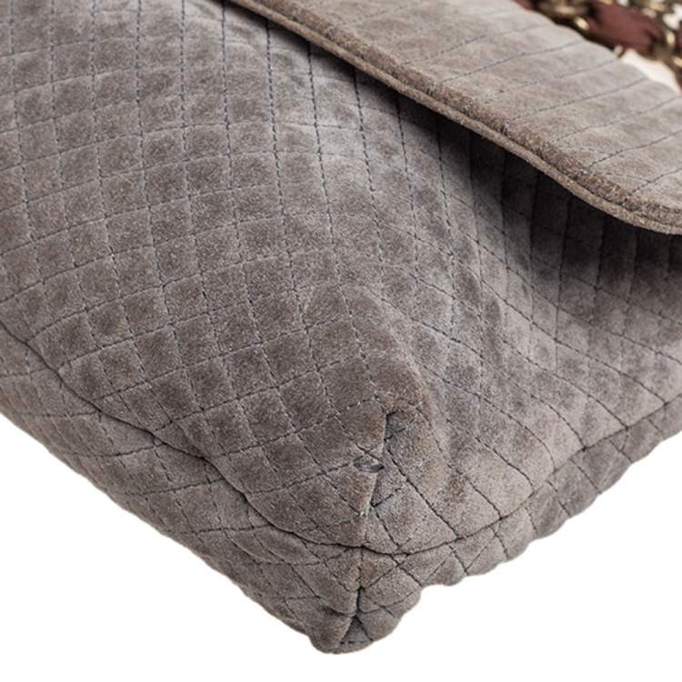 Pre Owned Lanvin Grey Suede Medium Happy Classic Shoulder Bag
