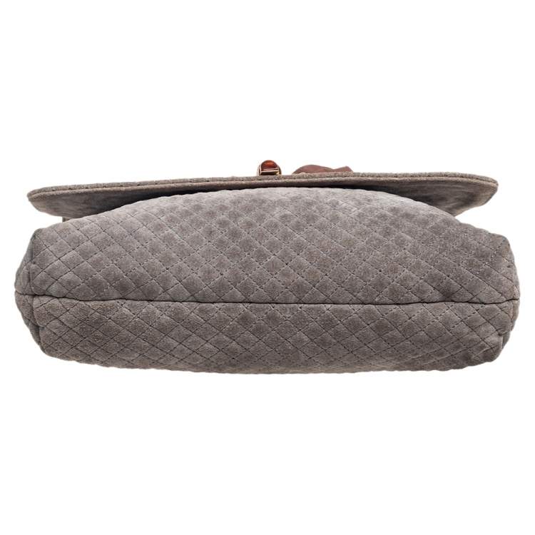 Pre Owned Lanvin Grey Suede Medium Happy Classic Shoulder Bag