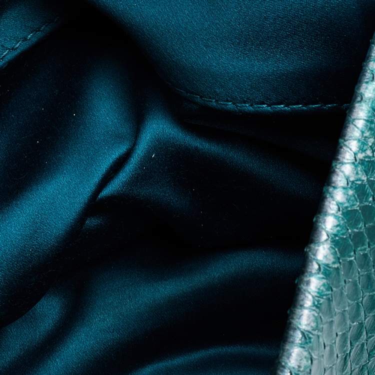Pre Owned Lanvin Metallic Sea Green Python Leather Happy Shoulder Bag