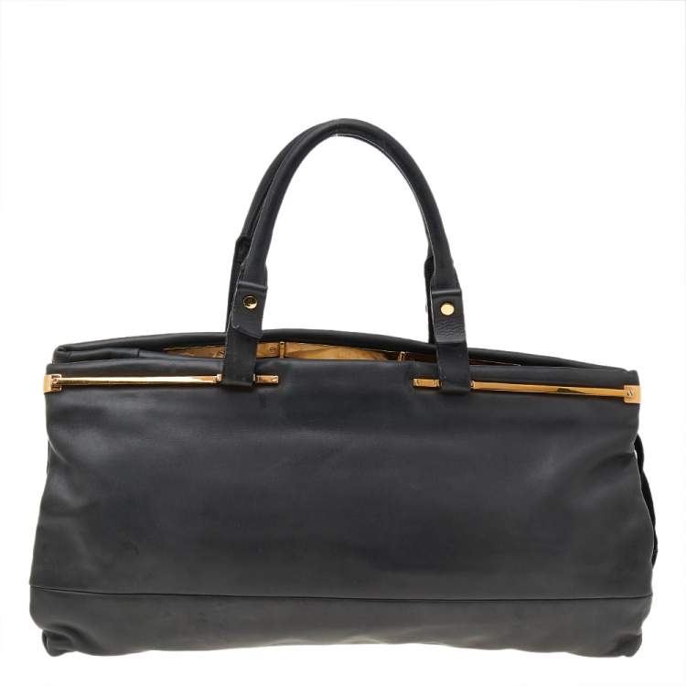 Pre Owned Lanvin Dark Grey/Black Leather Satchel