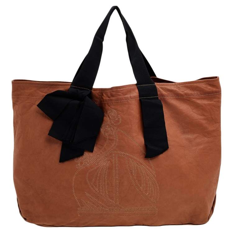 Pre Owned Lanvin Brown Lambskin Leather Tote