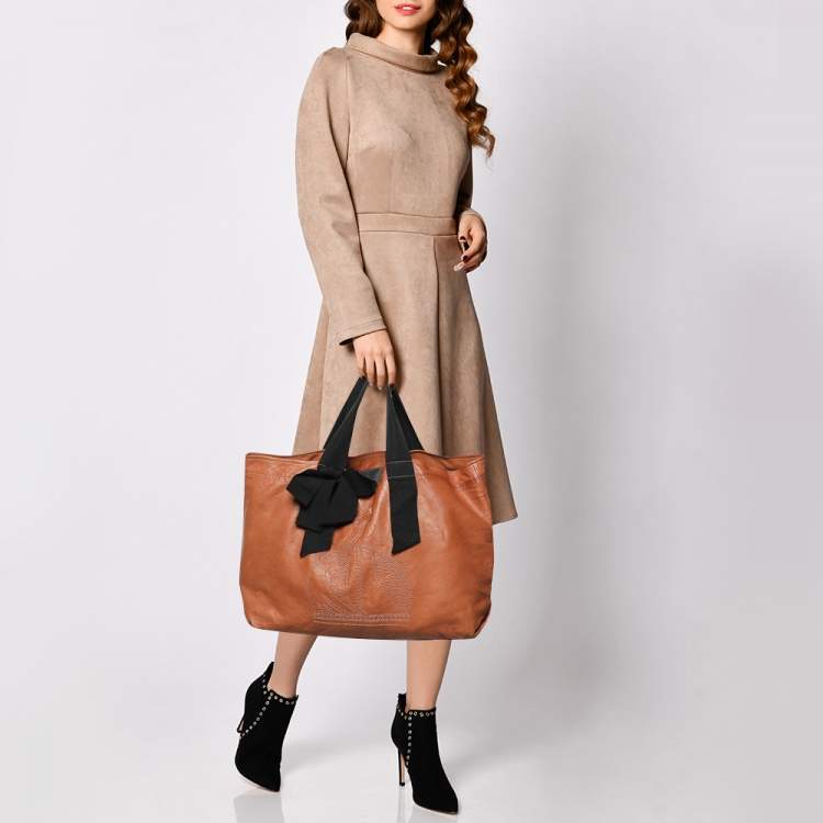 Pre Owned Lanvin Brown Lambskin Leather Tote
