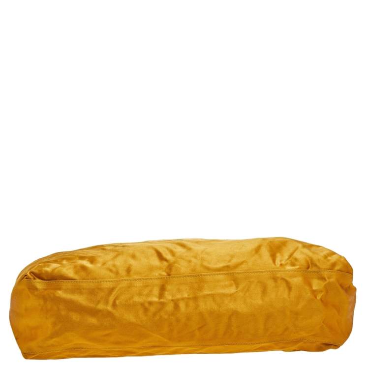 Pre Owned Lanvin Mustard Satin Embroidered Tote