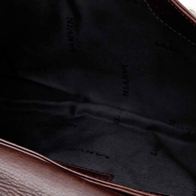 Pre Owned Lanvin Dark Brown Leather Flap Shoulder Bag