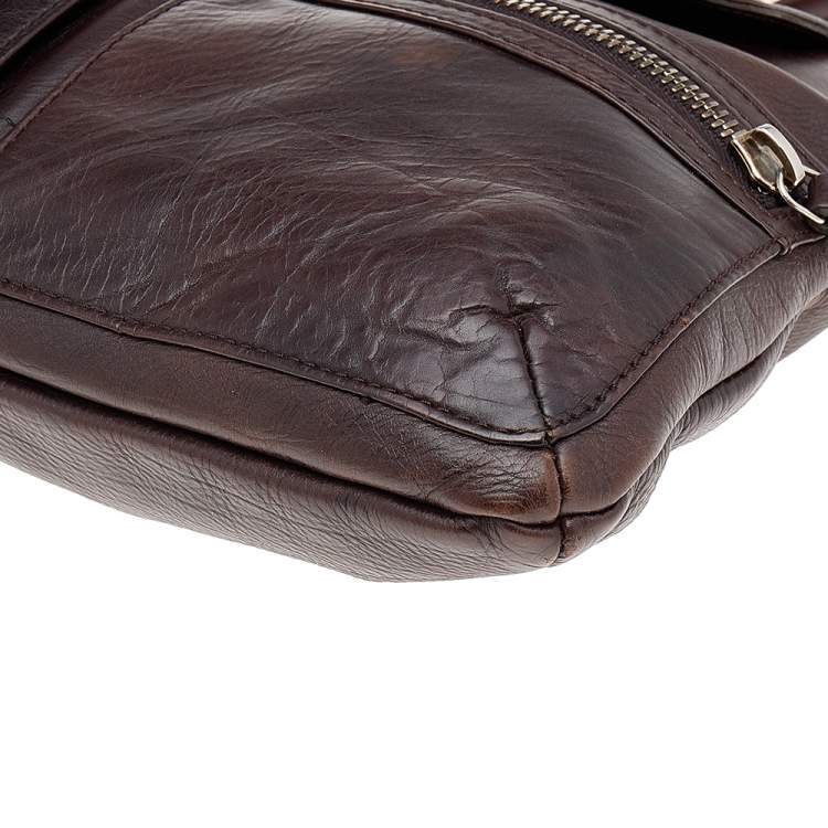 Pre Owned Lanvin Dark Brown Leather Flap Shoulder Bag