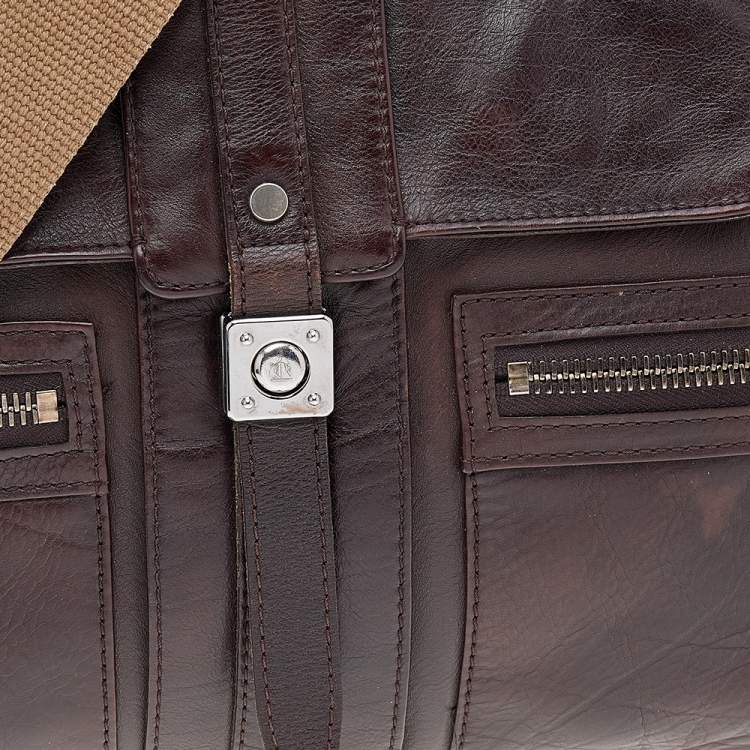 Pre Owned Lanvin Dark Brown Leather Flap Shoulder Bag