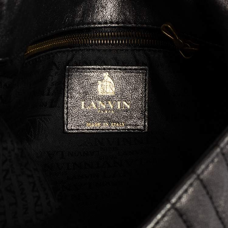 Pre Owned Lanvin Metallic Grey Quilted Leather Happy Shoulder Bag