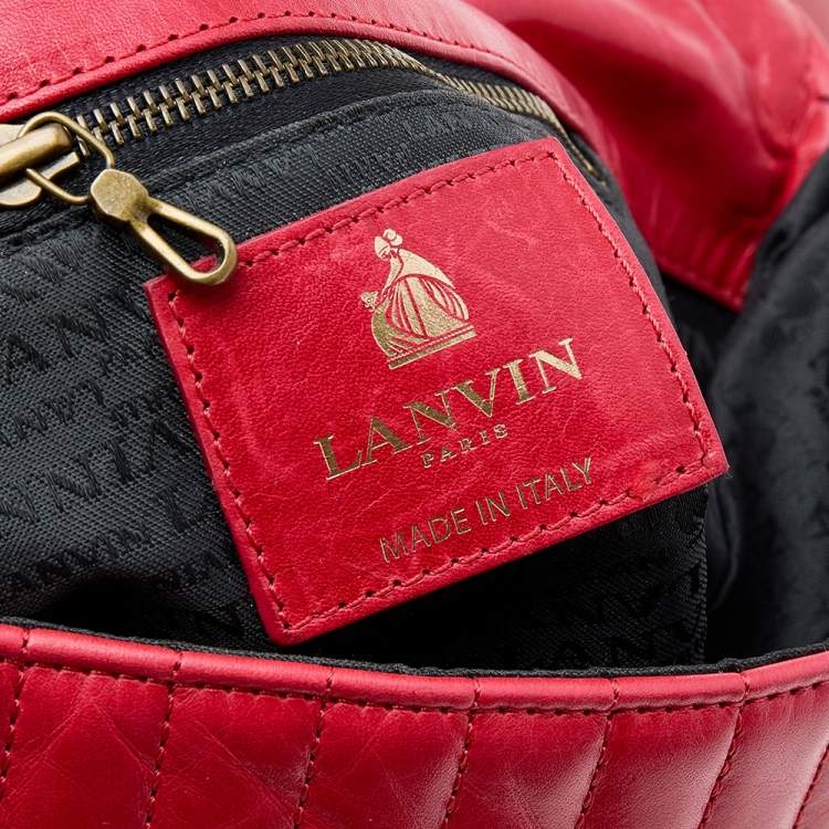 Pre Owned Lanvin Red Quilted Leather Happy Shoulder Bag