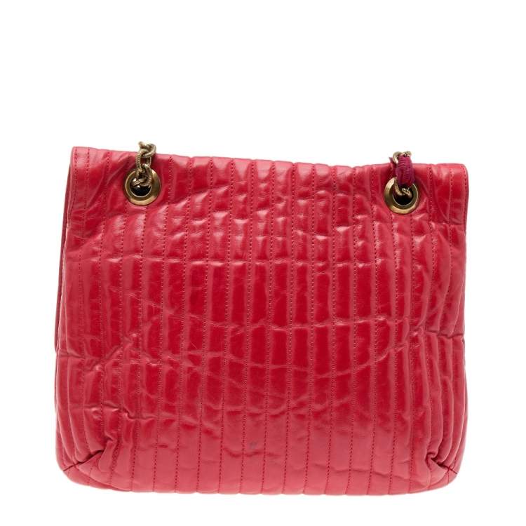 Pre Owned Lanvin Red Quilted Leather Happy Shoulder Bag