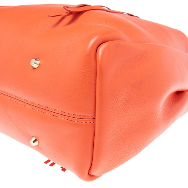 Pre Owned Lanvin Orange Leather Tassel Handle Tote