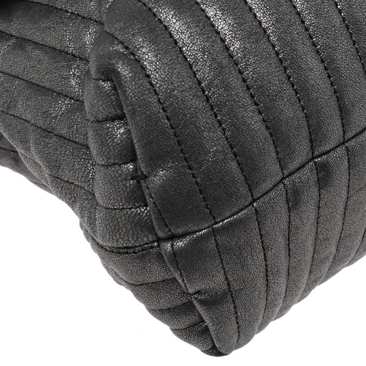 Pre Owned Lanvin Metallic Grey Quilted Leather Happy Shoulder Bag