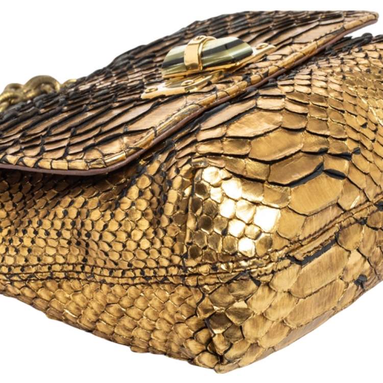 Pre Owned Lanvin Gold Python Happy Pop Crossbody Bag