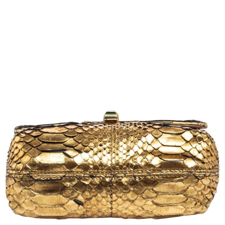 Pre Owned Lanvin Gold Python Happy Pop Crossbody Bag