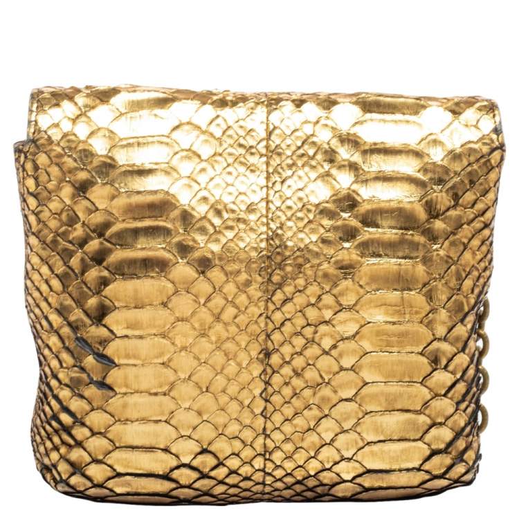 Pre Owned Lanvin Gold Python Happy Pop Crossbody Bag