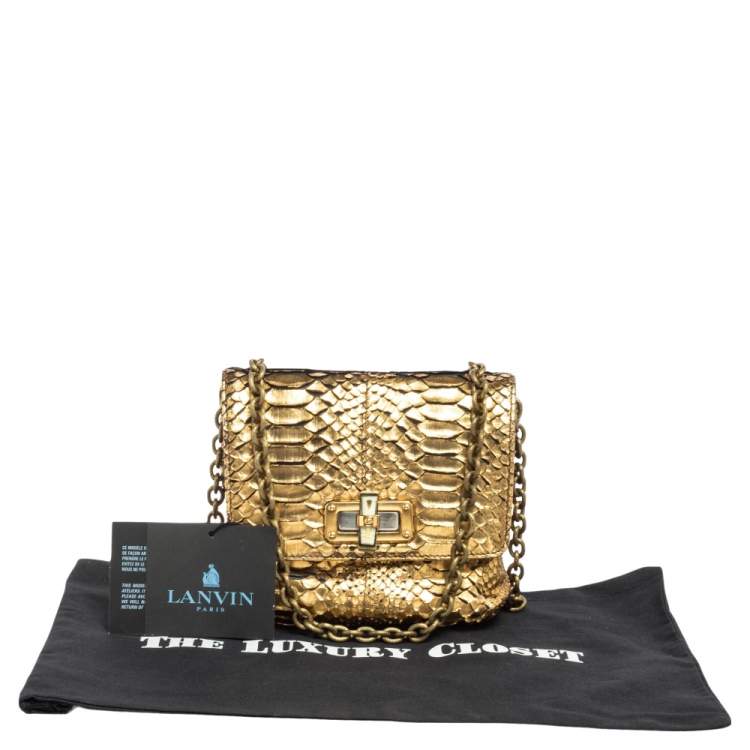 Pre Owned Lanvin Gold Python Happy Pop Crossbody Bag