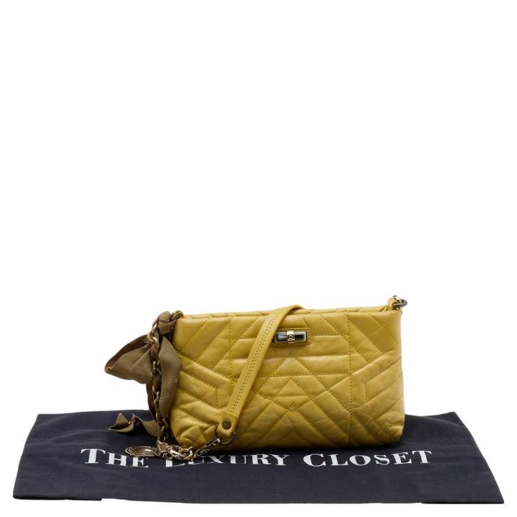 Pre Owned Lanvin Yellow Quilted Leather Happy Pocket Crossbody Bag