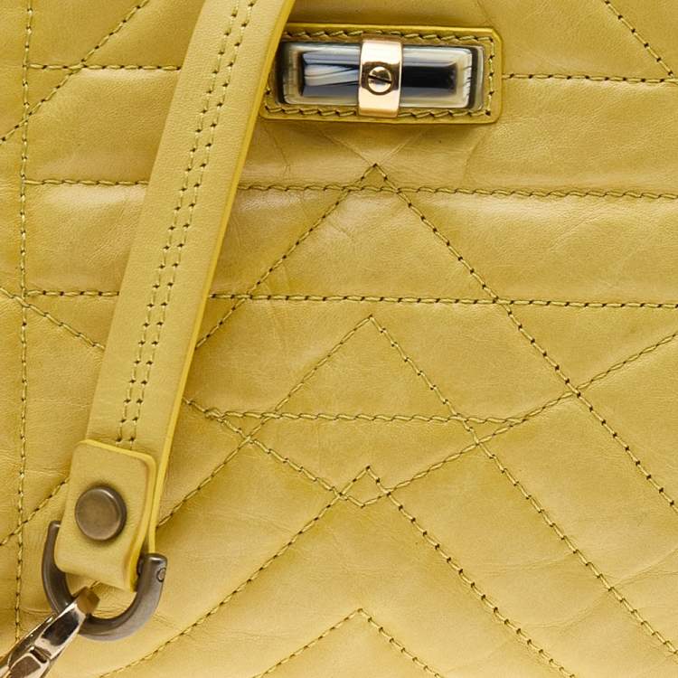 Pre Owned Lanvin Yellow Quilted Leather Happy Pocket Crossbody Bag