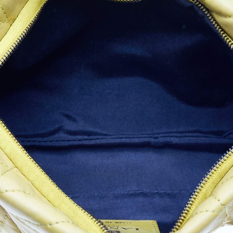 Pre Owned Lanvin Yellow Quilted Leather Happy Pocket Crossbody Bag