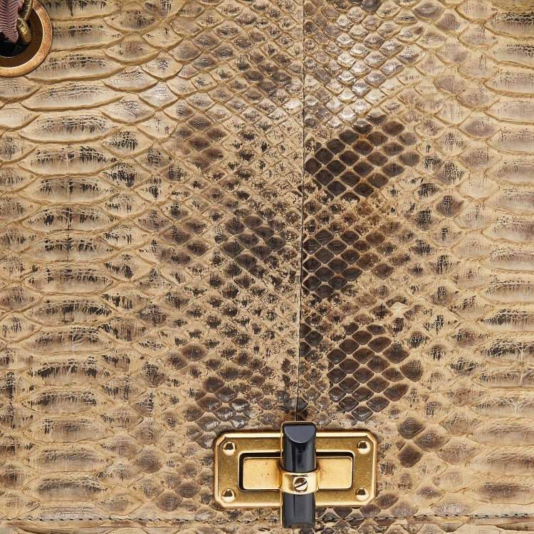 Pre Owned Lanvin Beige Python Leather Happy Shoulder Bag