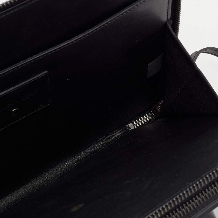 Pre Owned Lanvin Black Leather Document and Accessories Case Crossbody Bag