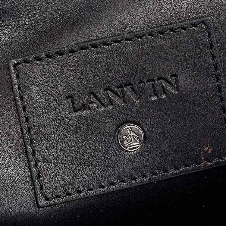 Pre Owned Lanvin Black Leather Document and Accessories Case Crossbody Bag