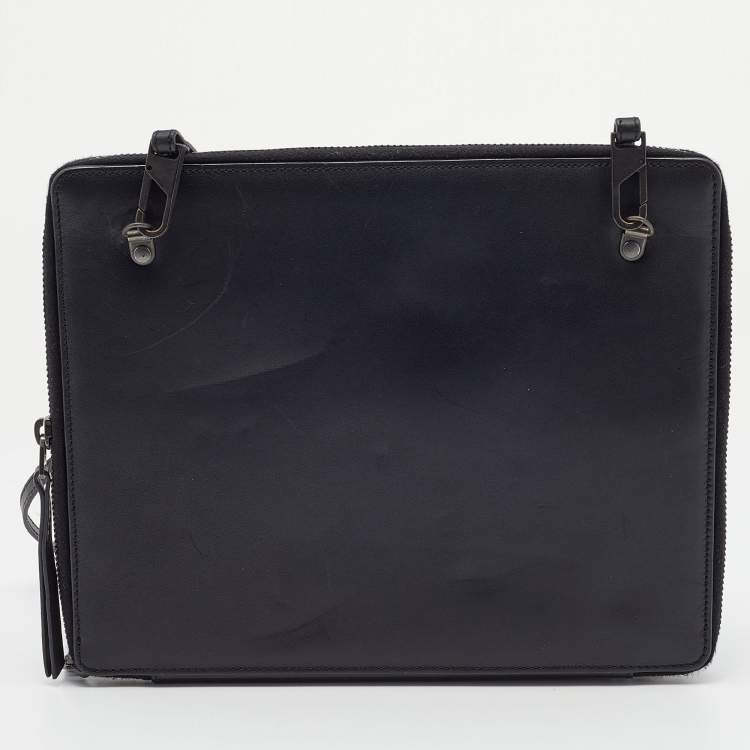 Pre Owned Lanvin Black Leather Document and Accessories Case Crossbody Bag