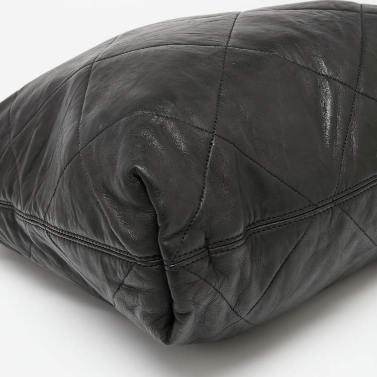 Pre Owned Lanvin Black Quilted Leather Amalia Cabas Tote