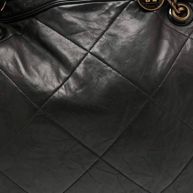 Pre Owned Lanvin Black Quilted Leather Amalia Cabas Tote